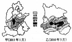 气象干旱是指某时段内,由于蒸发量和降水量的收支不平衡,水分支了大于水分收入而造成的水分短缺现象。读我国两地区气象干旱分布图,回答:甲、乙两地区的旱灾都 气象干旱是指某时段内,由于蒸发量和降水量的收支不平衡,水分支了大于水分收入而造成的水分短缺现象。读我国两地区气象干旱分布图,回答:甲、乙两地区的旱灾都
