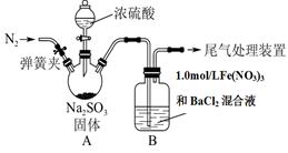 某研究小组为探究SO2和Fe(NO3)3溶液的反应的实质。设计了如下图所示装置进行实验.已知:1.0 mol/L的Fe(NO3)3溶液的pH=1。请回答: 某研究小组为探究SO2和Fe(NO3)3溶液的反应的实质。设计了如下图所示装置进行实验.已知:1.0 mol/L的Fe(NO3)3溶液的pH=1。请回答: