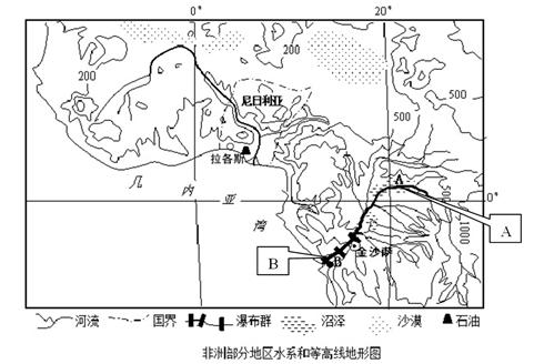 读下图,回答下列问题。描述尼日利亚的地理位置。比较图中河流的A河段与B河段沿岸地区地形起伏的差异,并根据图中信息说出判断依据有哪些 读下图,回答下列问题。描述尼日利亚的地理位置。比较图中河流的A河段与B河段沿岸地区地形起伏的差异,并根据图中信息说出判断依据有哪些