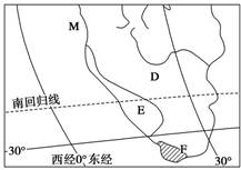 读“非洲某区域图”,回答问题。小题1:E为纳米布沙漠,它沿非洲西南大西洋海岸延伸2 100千米,该沙漠最宽处达160千米,而最狭处只有10千米,其沿海岸线延伸的 读“非洲某区域图”,回答问题。小题1:E为纳米布沙漠,它沿非洲西南大西洋海岸延伸2 100千米,该沙漠最宽处达160千米,而最狭处只有10千米,其沿海岸线延伸的