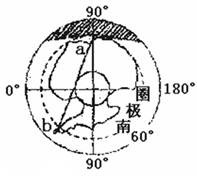 读南极地区示意图(阴影部分为黑夜),完成问题。小题1:图中a、b为我国的两个科学考察站,下列叙述正确的是A.两个科学考察站都有极昼和极夜现象B.此时北京时间为6 读南极地区示意图(阴影部分为黑夜),完成问题。小题1:图中a、b为我国的两个科学考察站,下列叙述正确的是A.两个科学考察站都有极昼和极夜现象B.此时北京时间为6
