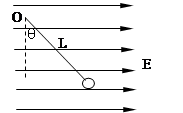如图所示,质量为m=10g,电量为q=10-4C的带正电小球用长为L=0.3m的绝缘细线系于O点放在匀强电场中,静止时悬线与竖直方向夹角θ=60°。求:匀 如图所示,质量为m=10g,电量为q=10-4C的带正电小球用长为L=0.3m的绝缘细线系于O点放在匀强电场中,静止时悬线与竖直方向夹角θ=60°。求:匀