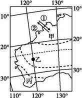 如图为某国气候类型分布局部图(图中粗虚线为气候类型界线,箭头指示盛行风向)。读图,回答问题:小题1:当甲地为干季时,其盛行风向为( )A.①—西北风B.①—东 如图为某国气候类型分布局部图(图中粗虚线为气候类型界线,箭头指示盛行风向)。读图,回答问题:小题1:当甲地为干季时,其盛行风向为( )A.①—西北风B.①—东