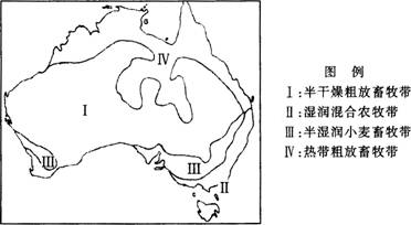 读澳大利亚大陆自然带分布图,回答题:小题1:I地带面积广阔的自然原因是①地形单一,地势起伏小②地下水资源较丰富③全部为热带草原气候,草原辽阔④沿海有暖流流经A. 读澳大利亚大陆自然带分布图,回答题:小题1:I地带面积广阔的自然原因是①地形单一,地势起伏小②地下水资源较丰富③全部为热带草原气候,草原辽阔④沿海有暖流流经A.