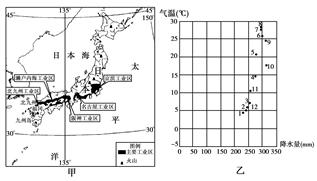 下面甲图为亚洲部分地区图,乙图为日本北九州各月平均气温与降水统计图。读图和表回答相关问题。(1)简述日本的地理位置、地形和河流特征。(2) 根 下面甲图为亚洲部分地区图,乙图为日本北九州各月平均气温与降水统计图。读图和表回答相关问题。(1)简述日本的地理位置、地形和河流特征。(2) 根