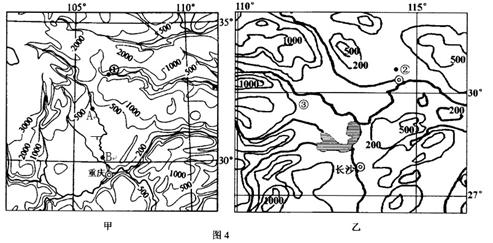 读图,回答下列问题:据图分析①、②两地河流落差不可能为A.1100米B.900米C.700米D.500米图甲南部地区最突出的生态问题是,简述产生 读图,回答下列问题:据图分析①、②两地河流落差不可能为A.1100米B.900米C.700米D.500米图甲南部地区最突出的生态问题是,简述产生