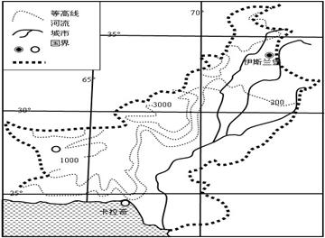 读世界某区域图,完成题。小题1:对该国典型地理特征的叙述正确的是A.地势西高东低,平原狭小B.河流沿岸灌溉农业发达C.河流纵贯,内河航运发达D.降水量由西南向东 读世界某区域图,完成题。小题1:对该国典型地理特征的叙述正确的是A.地势西高东低,平原狭小B.河流沿岸灌溉农业发达C.河流纵贯,内河航运发达D.降水量由西南向东
