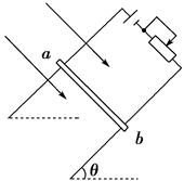 质量为m=0.02 kg的通电细杆ab置于倾角为θ=37°的平行放置的导轨上,导轨的宽度d=0.2 m,杆ab与导轨间的动摩擦因数μ=0.4,磁感应强 质量为m=0.02 kg的通电细杆ab置于倾角为θ=37°的平行放置的导轨上,导轨的宽度d=0.2 m,杆ab与导轨间的动摩擦因数μ=0.4,磁感应强