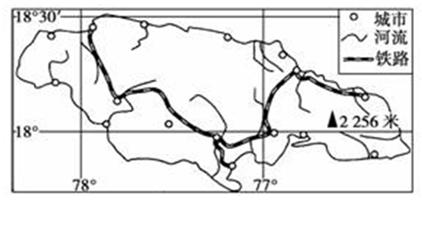 下面为“某岛屿的示意图”,该岛约有280万人口,岛上主峰蓝山峰海拔为2 256米。读图并结合所学知识,完成题。小题1:根据信息判断,该岛的人口密度约为A.7 下面为“某岛屿的示意图”,该岛约有280万人口,岛上主峰蓝山峰海拔为2 256米。读图并结合所学知识,完成题。小题1:根据信息判断,该岛的人口密度约为A.7