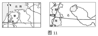 图11为一组世界区域图,根据所学知识回答问题。小题1:图中甲、乙两地发展种植业生产的主要制约因素分别是A.土壤、水源B.地形、河流C.风向、地势D.光热、降水小 图11为一组世界区域图,根据所学知识回答问题。小题1:图中甲、乙两地发展种植业生产的主要制约因素分别是A.土壤、水源B.地形、河流C.风向、地势D.光热、降水小