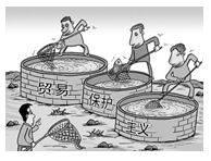 漫画《贸易保护主义》中的做法①违背了经济全球化趋势②不利于全球资源的优化配置③违背公平竞争和公平贸易原则④不利于他国经济发展,但对本国经济发展有利A.①②③ 漫画《贸易保护主义》中的做法①违背了经济全球化趋势②不利于全球资源的优化配置③违背公平竞争和公平贸易原则④不利于他国经济发展,但对本国经济发展有利A.①②③