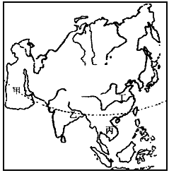 读亚洲地图,回答下列问题:亚洲是世界上人口最多的大洲,但是人口分布不均,图中甲乙丙丁四个地区相比较,人口相对稀少 的是: 读亚洲地图,回答下列问题:亚洲是世界上人口最多的大洲,但是人口分布不均,图中甲乙丙丁四个地区相比较,人口相对稀少 的是:
