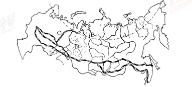 读俄罗斯图,完成下列各题填出图中字母代表的地理事物名称。A__________河,B__________河,C_______________山脉D____ 读俄罗斯图,完成下列各题填出图中字母代表的地理事物名称。A__________河,B__________河,C_______________山脉D____
