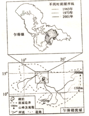 图是非洲乍得湖流域图,读图回答问题。小题1: 乍得湖流域A.河流径流量的季节变化小B.河水主要来源于冰雪融水C.地表径流参与海陆间水循环D.水面蒸发参与陆地内水 图是非洲乍得湖流域图,读图回答问题。小题1: 乍得湖流域A.河流径流量的季节变化小B.河水主要来源于冰雪融水C.地表径流参与海陆间水循环D.水面蒸发参与陆地内水