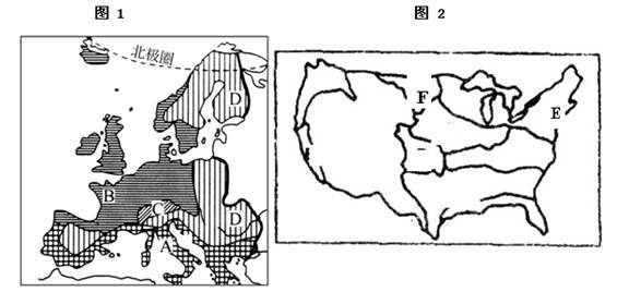 读下面两幅世界地理简图,完成下列问题。(共30分)在图1所表示的气候类型C位于的地形区的山脉名称是,它是板块与板块相互挤压而形成的。(6分)B气候区 读下面两幅世界地理简图,完成下列问题。(共30分)在图1所表示的气候类型C位于的地形区的山脉名称是,它是板块与板块相互挤压而形成的。(6分)B气候区