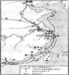 南京是近代历史的缩影。在此签订了中国近代史上第一个不平等条约,结合《鸦片战争英军入侵路线图》请你判断开放的通商口岸在同一省份的是鸦片战争形势示意图①广州②厦门③ 南京是近代历史的缩影。在此签订了中国近代史上第一个不平等条约,结合《鸦片战争英军入侵路线图》请你判断开放的通商口岸在同一省份的是鸦片战争形势示意图①广州②厦门③