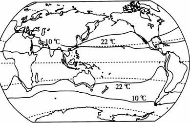 下图是世界1月平均气温l0°C~22°C范围(适宜避寒区)示意图。读图,回答下列各题。小题1:我国华南地区避寒的范围较小,主要原因是 ( )A.纬度低,热量充足 下图是世界1月平均气温l0°C~22°C范围(适宜避寒区)示意图。读图,回答下列各题。小题1:我国华南地区避寒的范围较小,主要原因是 ( )A.纬度低,热量充足