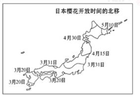 日本人酷爱樱花,把它称之为“国花”,在樱花盛开的季节,人们常在樱花树下野餐聚会,结合下图,回答下列各题。小题1:四大岛屿中最晚看到樱花盛开和花期持续时间最长的岛 日本人酷爱樱花,把它称之为“国花”,在樱花盛开的季节,人们常在樱花树下野餐聚会,结合下图,回答下列各题。小题1:四大岛屿中最晚看到樱花盛开和花期持续时间最长的岛