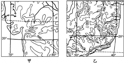 下图为“两地区等高线分布示意图”及“两大洲地形剖面图”回答有关问题。试分析甲图所在半岛的主要气候类型及该气候类型对农业 下图为“两地区等高线分布示意图”及“两大洲地形剖面图”回答有关问题。试分析甲图所在半岛的主要气候类型及该气候类型对农业