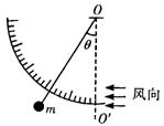 一种测定风作用力的仪器原理如图所示。它的细长丝线一端固定于O点,另一端悬挂着一个质量为m="1" kg的金属球。无风时,丝线自然下垂;当受到沿水平方向吹来的风的 一种测定风作用力的仪器原理如图所示。它的细长丝线一端固定于O点,另一端悬挂着一个质量为m="1" kg的金属球。无风时,丝线自然下垂;当受到沿水平方向吹来的风的
