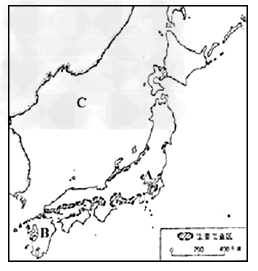 读日本图,回答下列问题:写出图中字母代表的地理事物的名称:城市A是__________,岛屿B是__________,海域 读日本图,回答下列问题:写出图中字母代表的地理事物的名称:城市A是__________,岛屿B是__________,海域