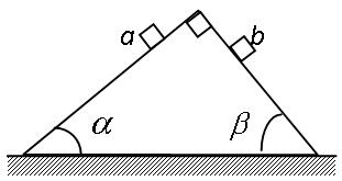 如图质量为M的楔形块放在水平面上,它的顶角为90°,两底角为和,a、b两物块的质量均为m,所有接触面都是光滑的,现发现a、b沿斜面自由下滑时,楔形木块静止不动, 如图质量为M的楔形块放在水平面上,它的顶角为90°,两底角为和,a、b两物块的质量均为m,所有接触面都是光滑的,现发现a、b沿斜面自由下滑时,楔形木块静止不动,