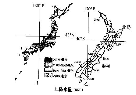 下图中的甲、乙两国都是太平洋的岛国,甲国面积约38万平方千米,乙国面积约27万平方千米,回答下列问题。图中甲、乙两国,比例尺较大的是。( 下图中的甲、乙两国都是太平洋的岛国,甲国面积约38万平方千米,乙国面积约27万平方千米,回答下列问题。图中甲、乙两国,比例尺较大的是。(