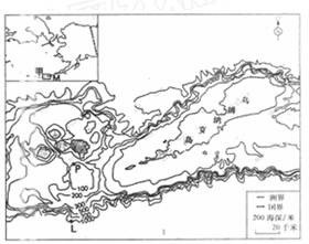 图2中的甲群岛呈半圆形带状分布,断断续续,自东向西延伸,长达2700多千米。该群岛中的M岛为乌姆纳克岛。读乌姆纳克岛周围的海底地形图并结合所学知识,判断5~6题 图2中的甲群岛呈半圆形带状分布,断断续续,自东向西延伸,长达2700多千米。该群岛中的M岛为乌姆纳克岛。读乌姆纳克岛周围的海底地形图并结合所学知识,判断5~6题