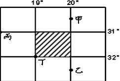 读经纬网图,回答17~19题。小题1:若图中斜线部分表示在某种气候条件下分布的农作物,则该农作物可能是A.甜菜B.春小麦C.油橄榄D.黄麻小题2:在图示 读经纬网图,回答17~19题。小题1:若图中斜线部分表示在某种气候条件下分布的农作物,则该农作物可能是A.甜菜B.春小麦C.油橄榄D.黄麻小题2:在图示