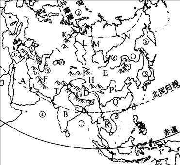 读亚洲地图,回答下列问题。填写图中代号所表示的半岛或高原名称:A________,B________,C________,D________,E_____ 读亚洲地图,回答下列问题。填写图中代号所表示的半岛或高原名称:A________,B________,C________,D________,E_____