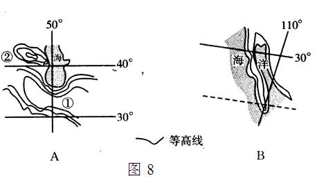 图8为两区域略图,读图回答26~28题。小题1:两图中的水域分别是A.咸海、大西洋B.里海、太平洋C.黑海、印度洋D.红海、太平洋小题2:有关图A的叙述,正 图8为两区域略图,读图回答26~28题。小题1:两图中的水域分别是A.咸海、大西洋B.里海、太平洋C.黑海、印度洋D.红海、太平洋小题2:有关图A的叙述,正