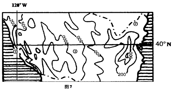 图7为“世界某大洲地形图”,回答下列问题。1.城市①的气候类型是__________,该气候的特征是 ____________________ ;该气候的形成原 图7为“世界某大洲地形图”,回答下列问题。1.城市①的气候类型是__________,该气候的特征是 ____________________ ;该气候的形成原