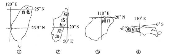 关于下列四座岛屿的叙述,正确的是A.①岛东北部沿海地区多珊瑚礁B.②岛西部是热带雨林景观C.③岛地表河流多数月份水量较少D.④岛附近地区常年风力强劲 关于下列四座岛屿的叙述,正确的是A.①岛东北部沿海地区多珊瑚礁B.②岛西部是热带雨林景观C.③岛地表河流多数月份水量较少D.④岛附近地区常年风力强劲