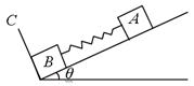 如图所示,在倾角为θ的光滑斜面上有两个用轻质弹簧相连接的物块A、B,它们的质量分别为mA、mB,弹簧的劲度系数为k,C为一固定挡板。开始时系统处于静止 如图所示,在倾角为θ的光滑斜面上有两个用轻质弹簧相连接的物块A、B,它们的质量分别为mA、mB,弹簧的劲度系数为k,C为一固定挡板。开始时系统处于静止