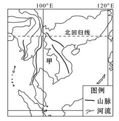 读“东南亚局部地区示意图”,完成1~3题。小题1:据图中甲半岛山脉和河流的分布情况,判断半岛的地形特征A.平原为主,地势平坦B.高原为主,地面崎岖C.山 读“东南亚局部地区示意图”,完成1~3题。小题1:据图中甲半岛山脉和河流的分布情况,判断半岛的地形特征A.平原为主,地势平坦B.高原为主,地面崎岖C.山