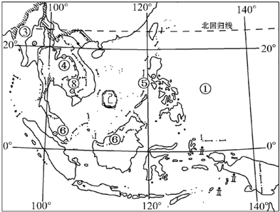 2014年3月8日,马来西亚航空公司称,北京时间凌晨2点40分从马来西亚吉隆坡飞往北京的MH370航班与塔台失去联系。读东南亚略图,完成下列问题。(11分)(1 2014年3月8日,马来西亚航空公司称,北京时间凌晨2点40分从马来西亚吉隆坡飞往北京的MH370航班与塔台失去联系。读东南亚略图,完成下列问题。(11分)(1