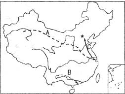 图为我国资源的跨区域调配示意图,读图回答下列问题。(18分)(1)图中A、B、C示意我国在建和已建的三大资源调配工程,它们分别是A:“”工程、B:“”工程的南部 图为我国资源的跨区域调配示意图,读图回答下列问题。(18分)(1)图中A、B、C示意我国在建和已建的三大资源调配工程,它们分别是A:“”工程、B:“”工程的南部