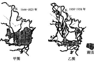 读“洞庭湖面积变化示意图”,完成28~30题。小题1:造成洞庭湖面积变化的主要原因是①泥沙淤积 ②气候变暖③引水灌溉 ④围湖造田A.①②B.①④C.②③ 读“洞庭湖面积变化示意图”,完成28~30题。小题1:造成洞庭湖面积变化的主要原因是①泥沙淤积 ②气候变暖③引水灌溉 ④围湖造田A.①②B.①④C.②③