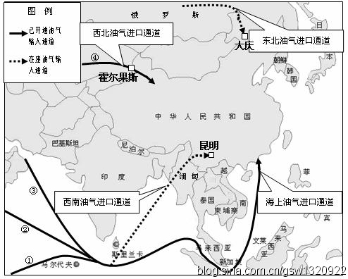 2009年我国原油对外依存度首次突破50%,我国正在谋求多元化进口通道并积极开发利用新能源。根据下列资料,结合所学知识,回答—题。材料一:我国石油进 2009年我国原油对外依存度首次突破50%,我国正在谋求多元化进口通道并积极开发利用新能源。根据下列资料,结合所学知识,回答—题。材料一:我国石油进