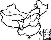 读“我国三大自然分布区图”,回答1~3题。1.划分a、b、c三大自然区的主要依据是 A.植被和土壤 B.土壤和气候 C.气候和地貌 D.地貌和植被2.地跨a、b 读“我国三大自然分布区图”,回答1~3题。1.划分a、b、c三大自然区的主要依据是 A.植被和土壤 B.土壤和气候 C.气候和地貌 D.地貌和植被2.地跨a、b