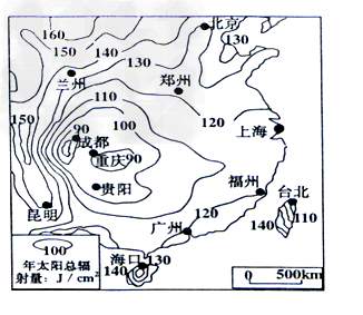 读“年太阳辐射总量分布图“,回答下列问题:下列地区,年太阳辐射总量最贫乏的是________A .珠江三角洲B .华北平原C .长江三角 读“年太阳辐射总量分布图“,回答下列问题:下列地区,年太阳辐射总量最贫乏的是________A .珠江三角洲B .华北平原C .长江三角