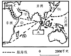 读下图,完成下列问题。图中A处为著名的_____ _____海峡,它位于______ ____半岛和苏门答腊岛之间,是连接 读下图,完成下列问题。图中A处为著名的_____ _____海峡,它位于______ ____半岛和苏门答腊岛之间,是连接