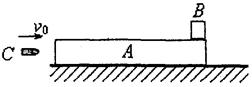 如图所示,质量为mA=4.9kg,长为L="0.50" m,高为h="0.20" m的木块A放在水平地面上,质量为mB=1.0kg的小木块B(可视为质点)放在木 如图所示,质量为mA=4.9kg,长为L="0.50" m,高为h="0.20" m的木块A放在水平地面上,质量为mB=1.0kg的小木块B(可视为质点)放在木