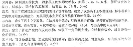材料一:1.凡未经议会同意,以国王权威停止法律或停止法律实施之僭越权力,为非法权力。2.近来以国王权威擅自废除法律或法律实施之 材料一:1.凡未经议会同意,以国王权威停止法律或停止法律实施之僭越权力,为非法权力。2.近来以国王权威擅自废除法律或法律实施之