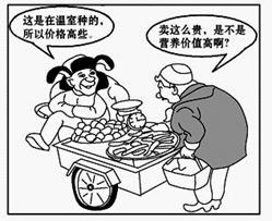 看漫画《为何贵》。漫画中蔬菜价格之所以贵,是因为A.使用价值决定价格B.温室里生产的蔬菜耗费了更多的人类劳动 C.温室里生产的蔬菜营养价值要高于普通蔬菜 D.温 看漫画《为何贵》。漫画中蔬菜价格之所以贵,是因为A.使用价值决定价格B.温室里生产的蔬菜耗费了更多的人类劳动 C.温室里生产的蔬菜营养价值要高于普通蔬菜 D.温