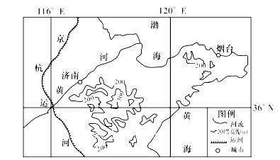 下图为黄河三角洲及周边地区略图。读图,回答下列问题。小题1:烟台比济南A.春季升温慢,秋季降温慢B.大风日数少,年降水量多C.地形平坦,土壤肥沃D.日出早,白昼 下图为黄河三角洲及周边地区略图。读图,回答下列问题。小题1:烟台比济南A.春季升温慢,秋季降温慢B.大风日数少,年降水量多C.地形平坦,土壤肥沃D.日出早,白昼