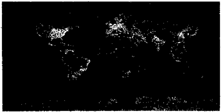 读“世界各大洲夜间照明状况图”,回答问题。上图中能正确反映出的现象有①人口分布状况 ②农业发展水平 ⑨经济发展水平 ④环境质量状况A.①②B.①③C.②⑧D. 读“世界各大洲夜间照明状况图”,回答问题。上图中能正确反映出的现象有①人口分布状况 ②农业发展水平 ⑨经济发展水平 ④环境质量状况A.①②B.①③C.②⑧D.