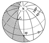 读图,回答问题。小题1:在图中所示的这一天,下列地点中正午太阳高度最大的是( )A.北京B.广州C.甲地D.乙地小题2:图中乙地正午太阳高度是( )A.90 读图,回答问题。小题1:在图中所示的这一天,下列地点中正午太阳高度最大的是( )A.北京B.广州C.甲地D.乙地小题2:图中乙地正午太阳高度是( )A.90