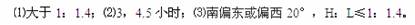 面是上海地区不同朝向冬至日日照时间与建筑物之间间距的关系曲线图。图中比例为前栋建筑物高度H与建筑物间距L之比。完成下列各题:⑴正南方向没有日照的H:L 面是上海地区不同朝向冬至日日照时间与建筑物之间间距的关系曲线图。图中比例为前栋建筑物高度H与建筑物间距L之比。完成下列各题:⑴正南方向没有日照的H:L