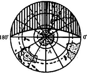 读图2,若阴影部分表示黑夜,判断4~6题。小题1:此时太阳直射的纬度是A.66°34′SB.23°26′SC.0°D.23°26′N小题2:下列对该图此时的 读图2,若阴影部分表示黑夜,判断4~6题。小题1:此时太阳直射的纬度是A.66°34′SB.23°26′SC.0°D.23°26′N小题2:下列对该图此时的